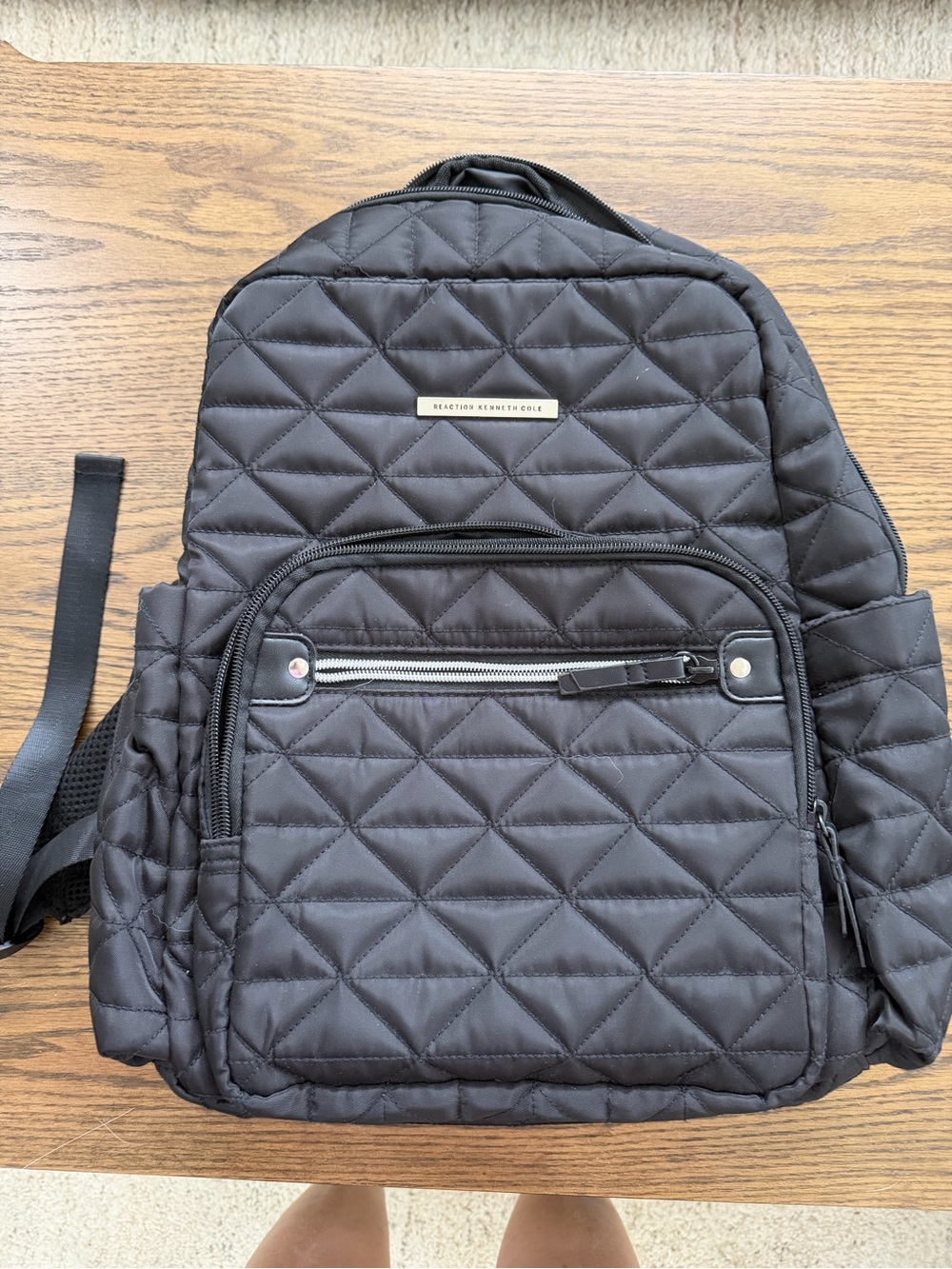 Kenneth Cole Reaction Quilted Black Nylon Backpack laptop holder